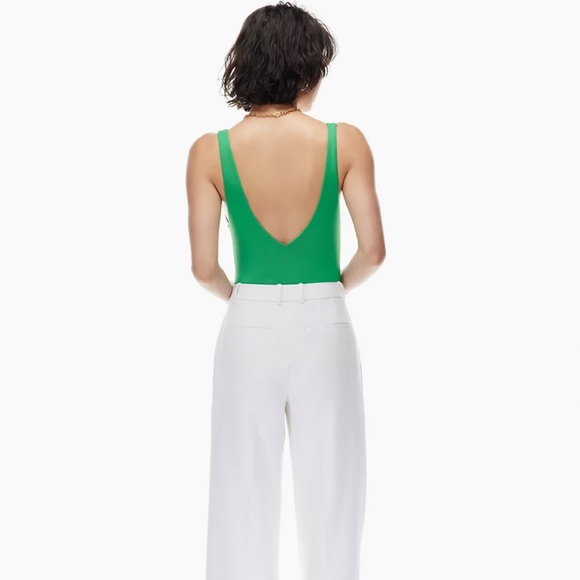 Aritzia Babaton NEW V Neck Bodysuit Green - Picture 3 of 4